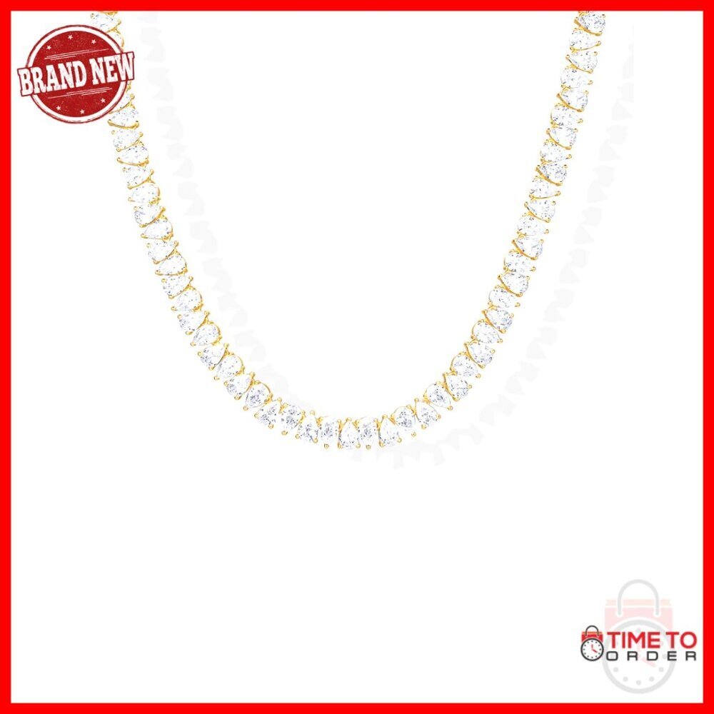 14K Gold Plated Pear Cubic Zirconia Tennis Necklace 15" & 18"
